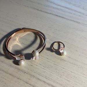 kate spade disco pansy double cuff and ring